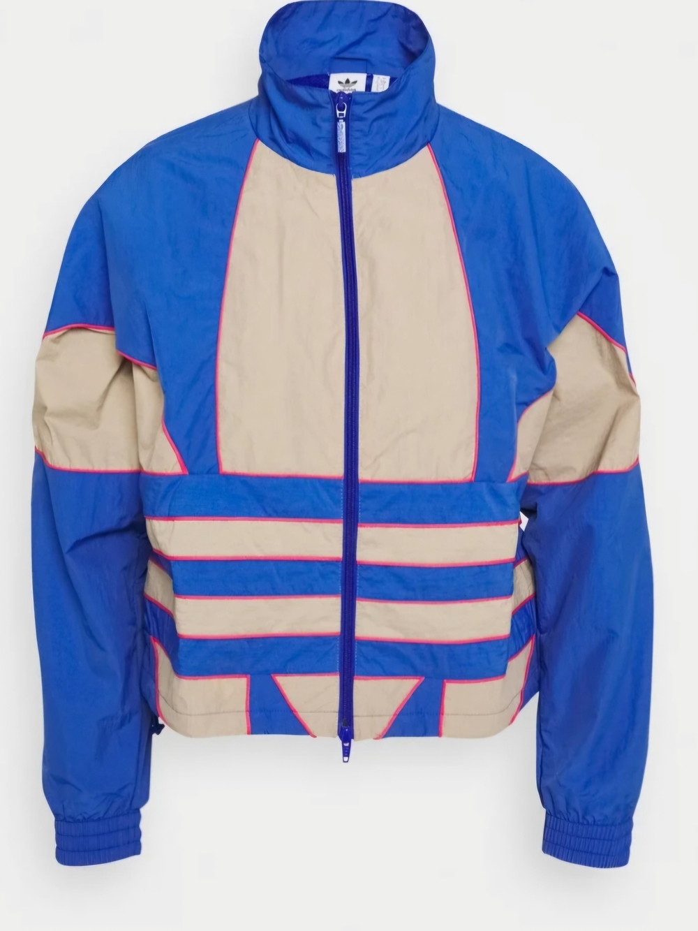Adidas Women Blue and Beige Colorblock Windbreaker Jacket